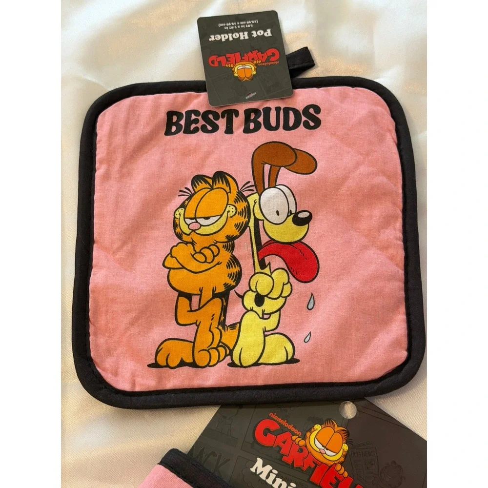 Garfield Odie Best Buds 4pc Kitchen Set Oven Mitt Pot Holder Towel Mini Mitt New